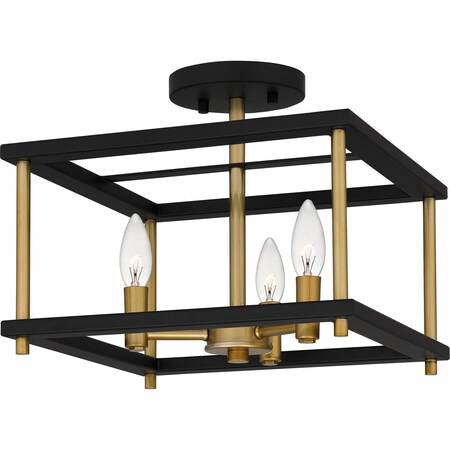 Quoizel Kynwyd Semi Flush 3 Lights Matte Black KNW1713MBK